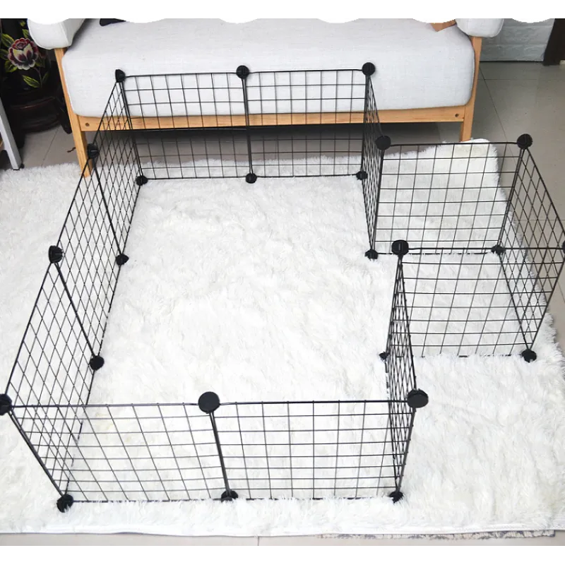 Versatile black wire dog gate & playpen, excellent for training puppies. Safe, portable pet enclosure solution.