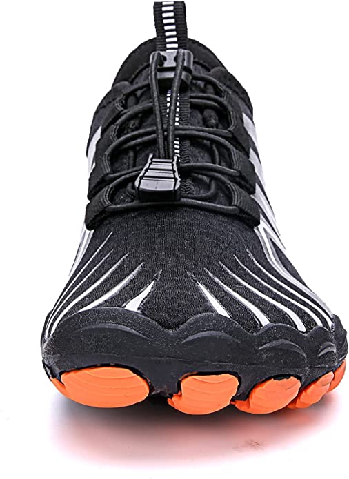 Grey men's barefoot shoes, wide fit, flexible sole, comfort for all-day wear.