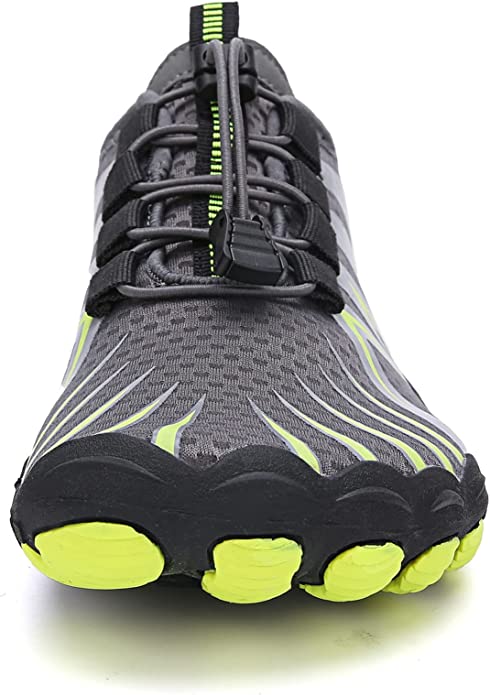 Yellow minimalist men's barefoot shoes, lightweight, breathable, enhancing natural stride.