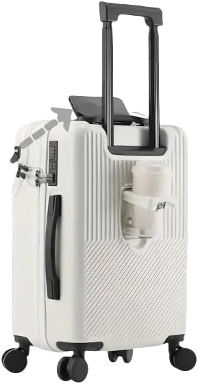 Black unisex smart carry-on luggage with USB port, TSA lock, & smooth spinner wheels for easy travel.