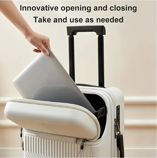 Durable hard shell carry-on luggage with 360° spinner wheels, TSA lock, and USB charging for trips.