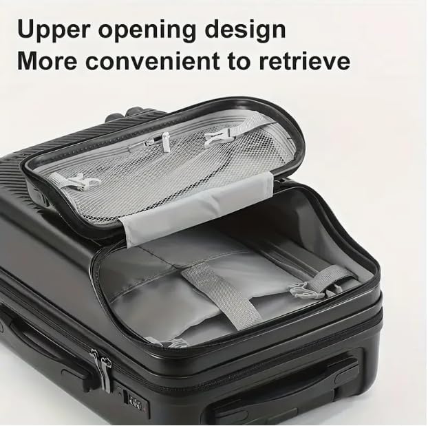 Organized unisex smart carry-on luggage, black hard shell, with USB port & TSA lock for efficient packing.