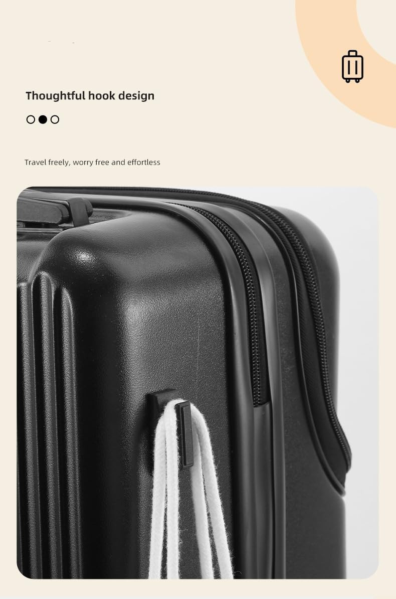Essential black carry-on travel luggage with USB charging, TSA lock, and hard shell for seamless journeys.