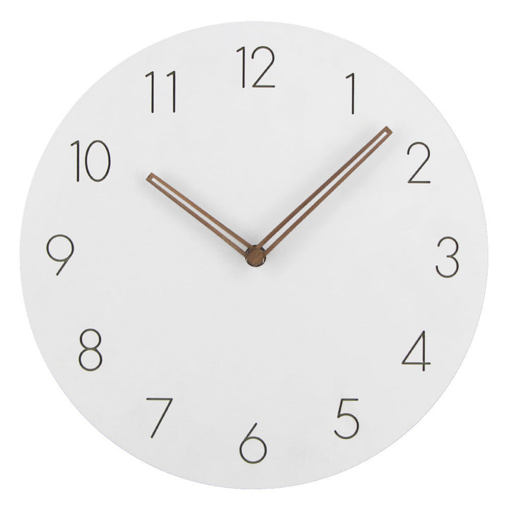 Blue modern silent wall clock, sleek Scandinavian wood design, perfect for any home interior.