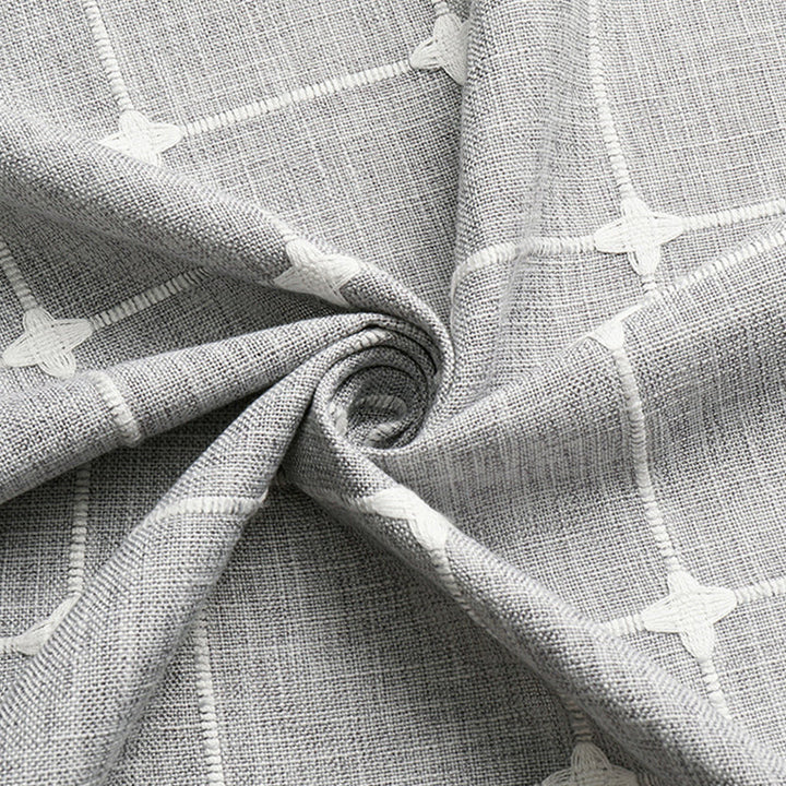Durable waterproof linen shower curtain, bohemian farmhouse design for any modern bathroom.