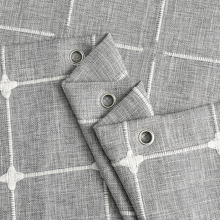 Elegant striped & plaid bohemian farmhouse waterproof linen shower curtain for your home.