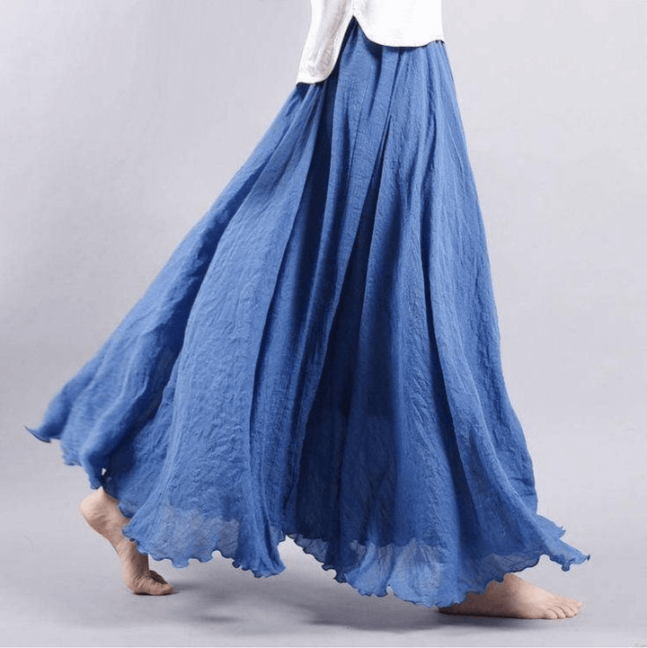 Elegant women's linen maxi skirt with a comfortable flowy design, ideal beachwear