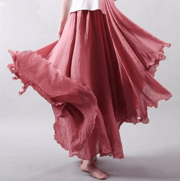 New women's bohemian linen skirt, a stylish and comfortable flowy maxi for summer