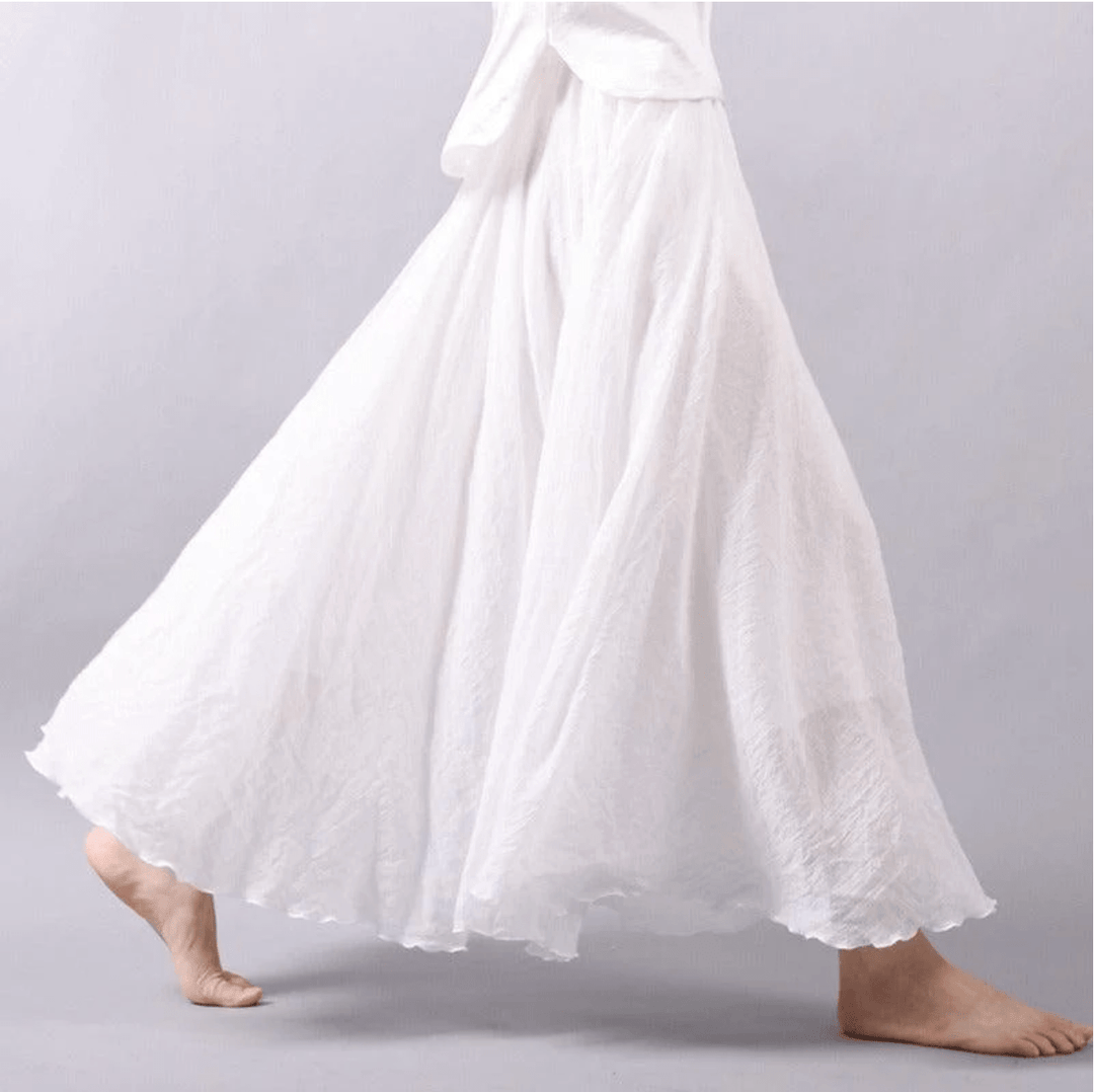 Lightweight flowy linen maxi skirt for women, great bohemian beachwear style
