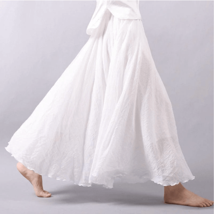 Lightweight flowy linen maxi skirt for women, great bohemian beachwear style