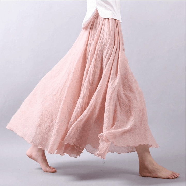 Comfortable women's elegant linen maxi skirt, a flowing bohemian summer staple