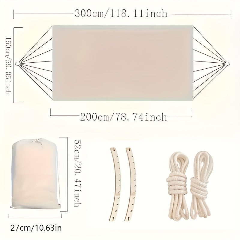 Bohemian Tassel Hammock, a cozy striped cotton sanctuary for indoor or outdoor relaxation and comfort.