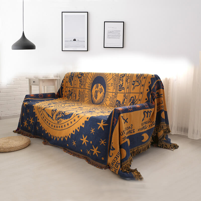 Decorative bohemian tassel throw for chic living room sofa styling.
