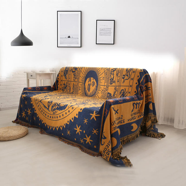 Decorative bohemian tassel throw for chic living room sofa styling.