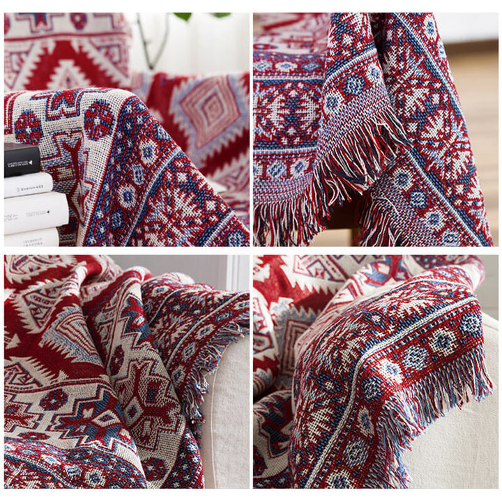 Elegant bohemian tassel throw blanket, perfect for modern home decoration.