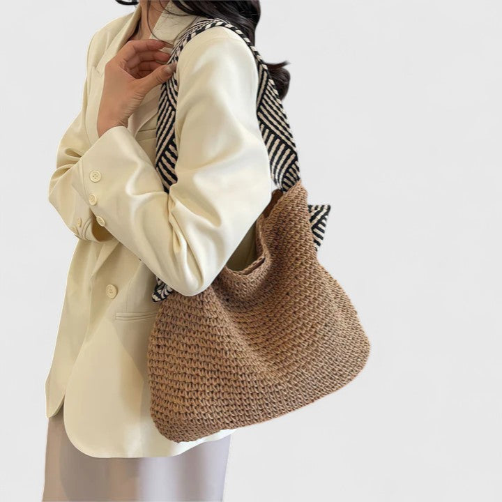 Casual bohemian shoulder tote bag, ideal for summer outings and daily essentials.