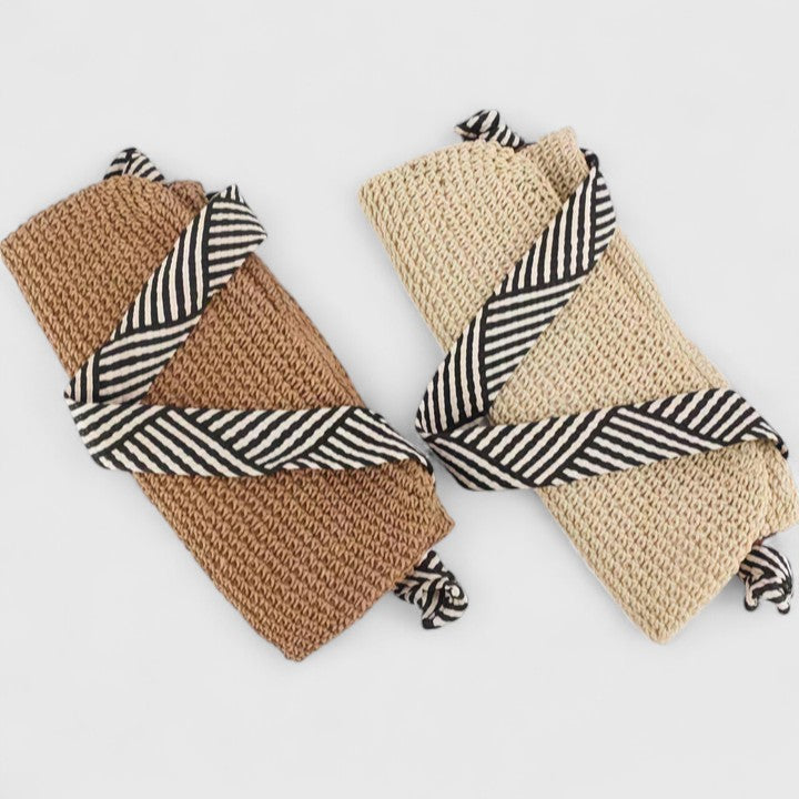 Fashionable woven shoulder bag, a versatile travel accessory for women's bohemian style.