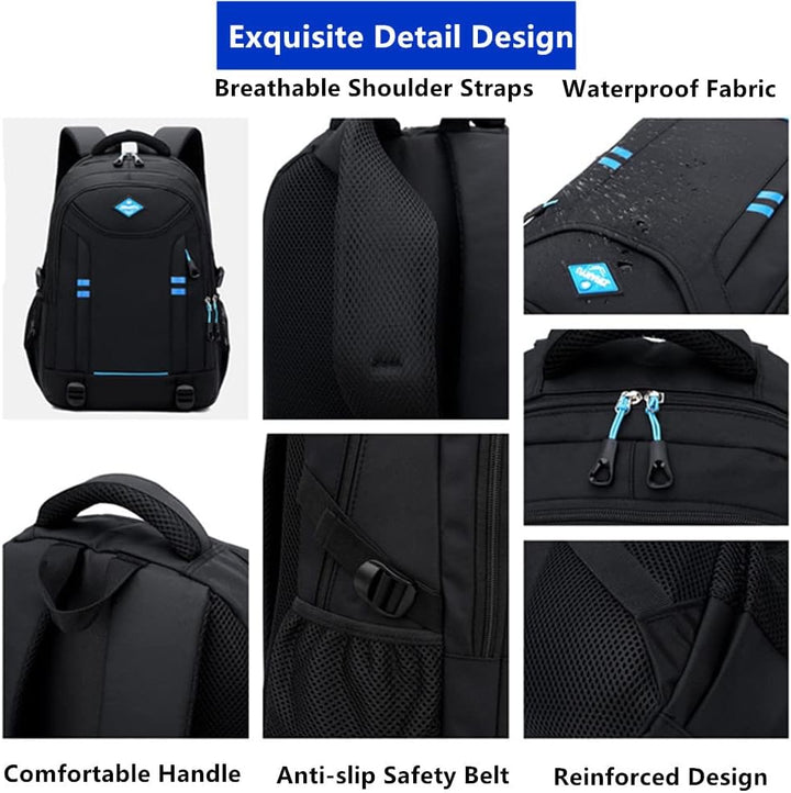 Boys' multi-pocket rolling school bag, convertible design with strong wheels, ideal for elementary students.