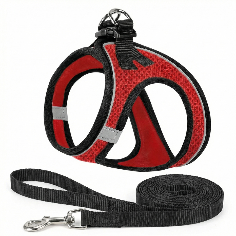Breathable, escape-proof, adjustable cat harness with reflective strips for safe, comfortable outdoor adventures.