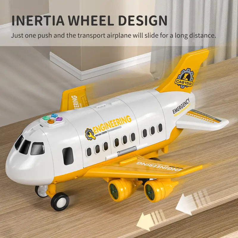 Colorful plastic kids' toy airplane with interactive features, perfect for children's indoor & outdoor fun.