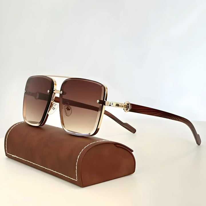 Stylish men's oversized aviator sunglasses featuring gradient lenses & a modern square frame for eyewear fashion.