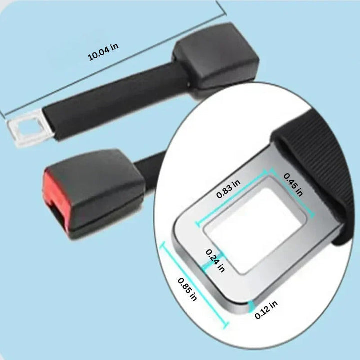 Rigid beige car seat belt extender, an auto accessory with an elevated buckle for comfort.