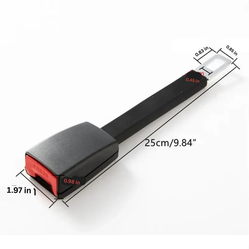 Car seat belt extender with an elevated, rigid buckle for comfortable, safe, and easy vehicle access.