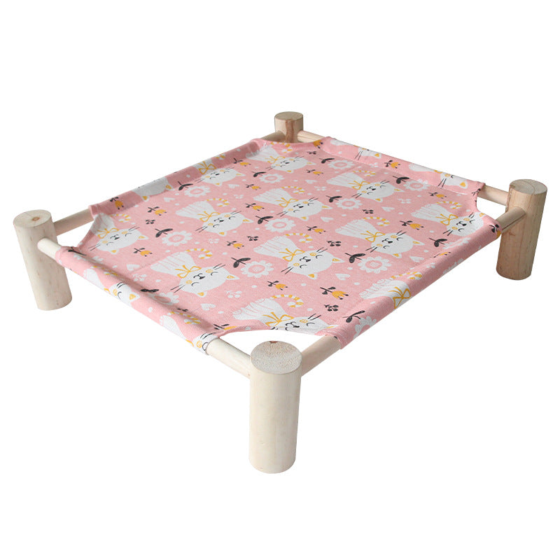 Elevated cooling cat bed, perfect for a happy, relaxed feline in summer.