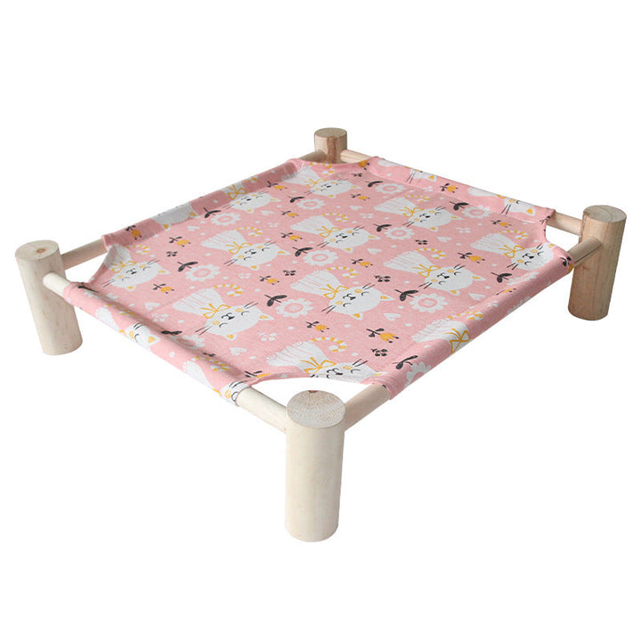 Elevated cooling cat bed, perfect for a happy, relaxed feline in summer.