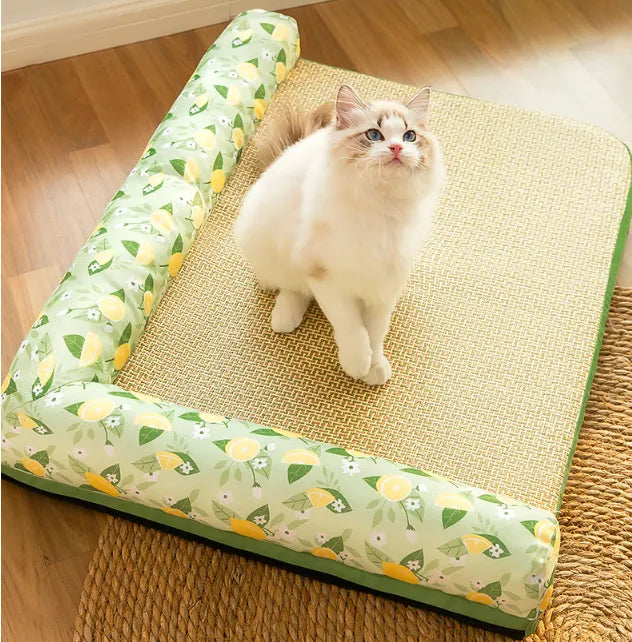 Cat cooling mat with a raised edge for summer comfort & relaxation. Ideal cool bed for cats & small dogs.