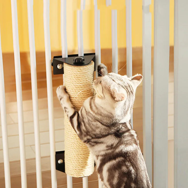 Cat door frame sisal scratching roller protects furniture & walls. Vertical cat scratcher for enrichment.