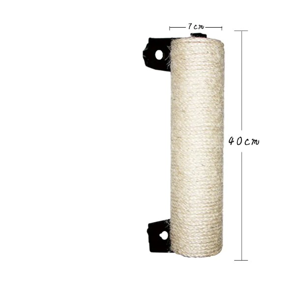 Wall mount cat door frame scratcher with sisal roller. Durable pet furniture protector for active cats.