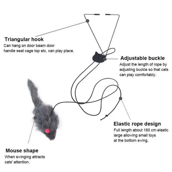 Durable cat door toy with an irresistible jumping mouse for endless feline entertainment & activity.