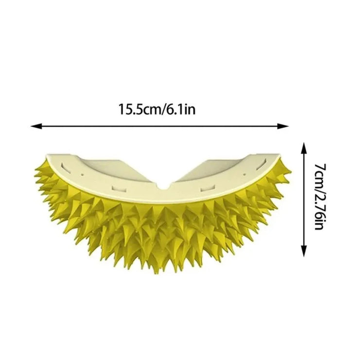 Yellow cat grooming brush, a soft pet brush for gentle detangling, deshedding & feline coat health.