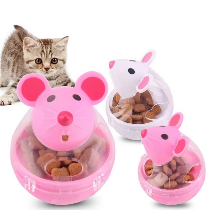 Cat interactive mouse treat dispenser toy for feline play, enrichment & healthy exercise.