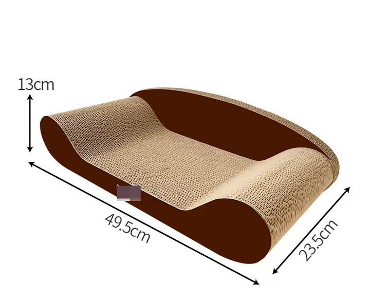 Leopard print cat scratching mat and cozy lounger bed for indoor cats. Protects furniture from claws.