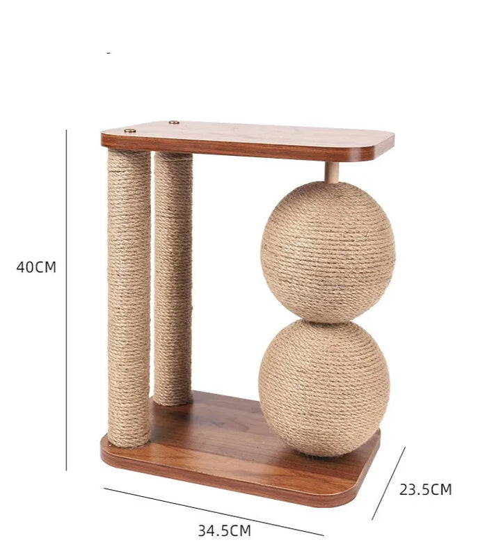 Furniture protector: Cat's sisal scratching ball post. Encourages healthy scratching habits.