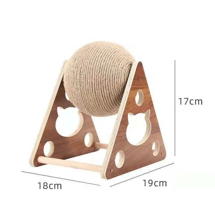 Rotating sisal ball cat scratcher post. A fun & durable pet accessory for your active feline.