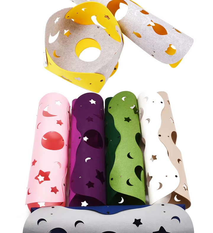 Adventure cat tunnel, felt design with peek-a-boo holes, an engaging pet toy for active cats.