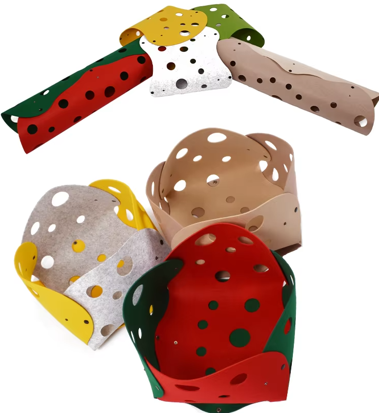 Cat enrichment tunnel, felt pet tunnel with several peek-a-boo holes for stimulating play.