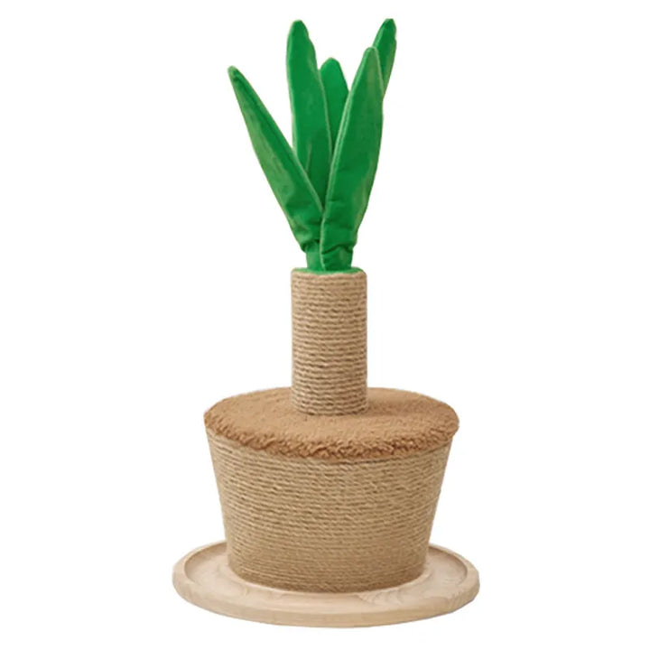 Durable sisal cat scratching post in a green plant design. Perfect cat furniture for healthy claws & home decor.