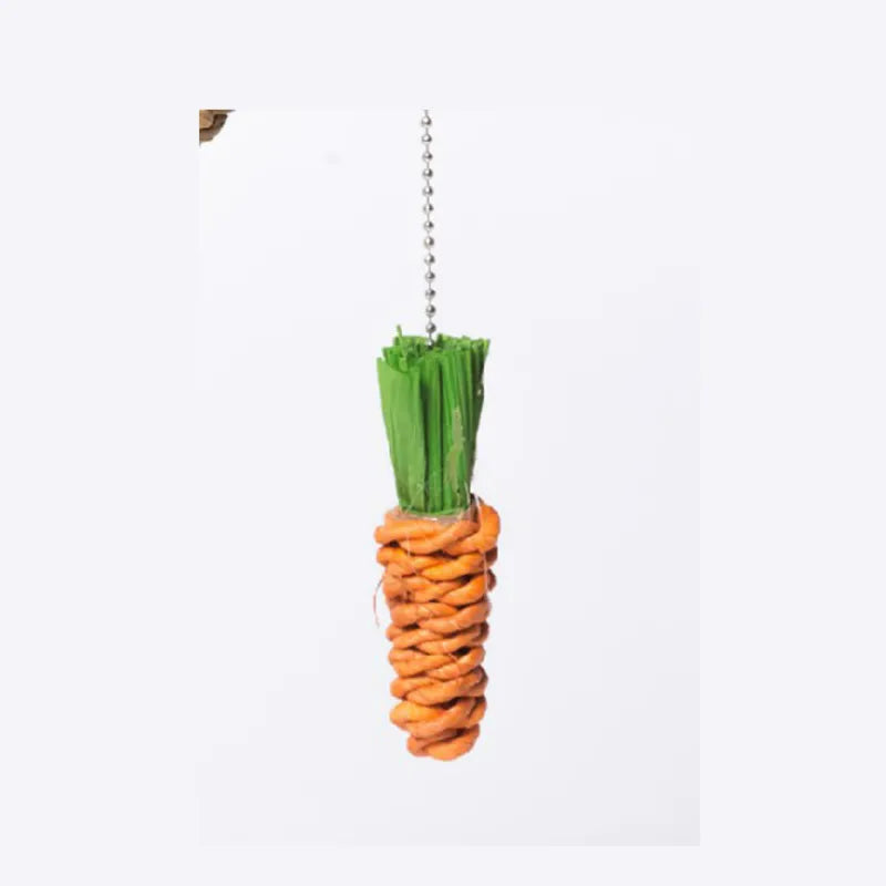 Interactive cat tree scratching post featuring sisal rope & dangling carrot toys for feline fun.