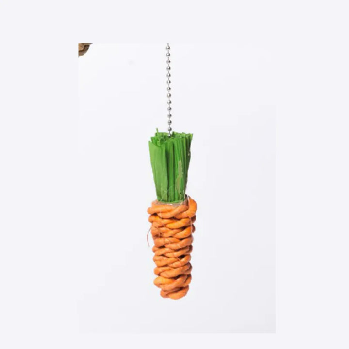 Interactive cat tree scratching post featuring sisal rope & dangling carrot toys for feline fun.
