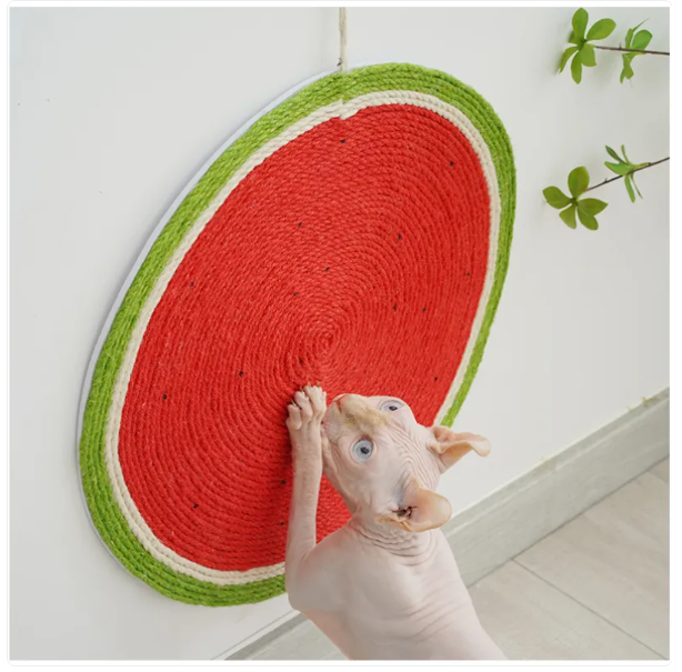 Cute carrot design cat scratching mat, a durable pet accessory for claw care & playtime.
