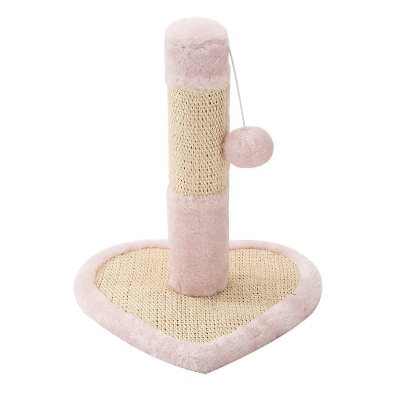 Happy cat scratching post: sisal, heart design, and built-in toys for healthy scratching & play.