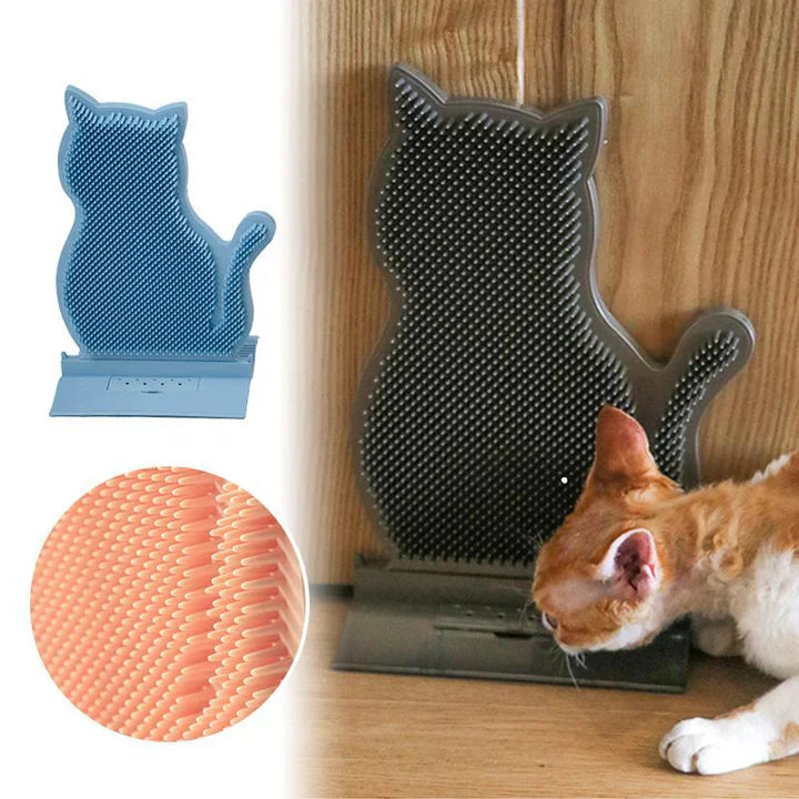 Cat self-care grooming & scratching board with bristles and durable scratch surface. Protects furniture, promotes wellness.