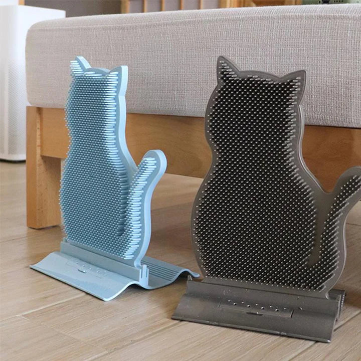 Multifunctional cat grooming tool and scratch board. Offers self-care, scratching, and keeps furniture safe.