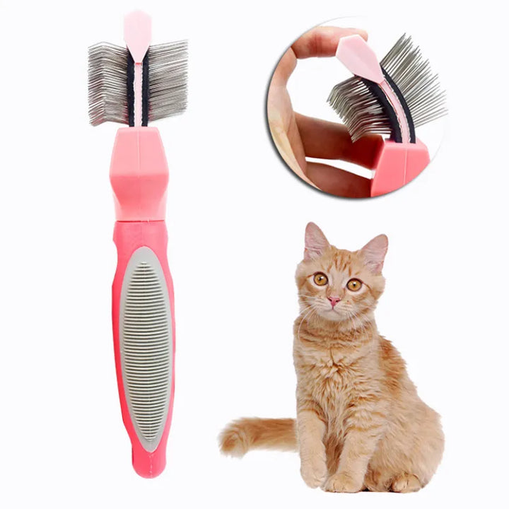 Cat shampoo comb & detangling brush for pets. Soft silicone bristles gentle on cats & dogs for effective grooming.