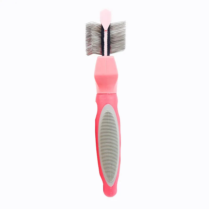 Versatile pet grooming tool: shampoo brush & detangling comb. Soft silicone bristles for cats, dogs, promoting health.