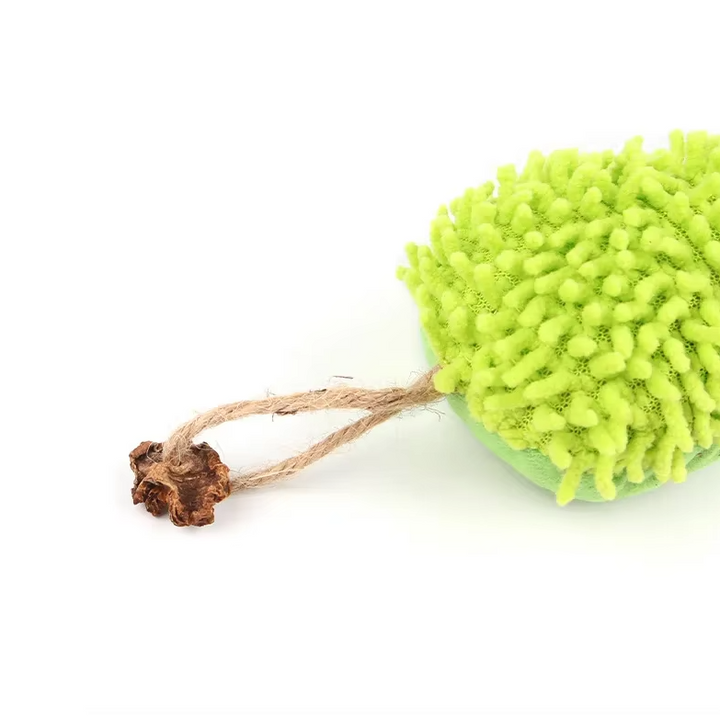 Fun plush green caterpillar cat toy, packed with catnip for hours of feline playtime enjoyment.